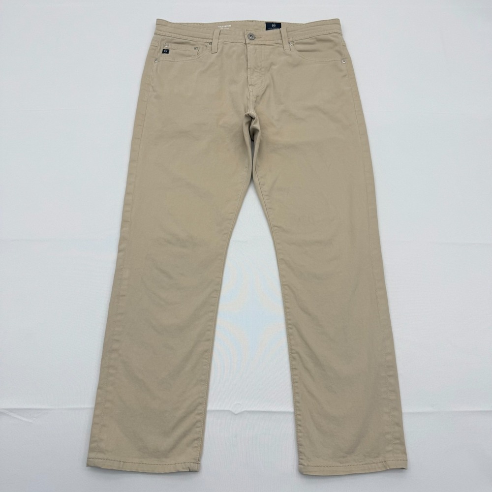 AG Jeans The Everett Slim Straight Pants Mens 34x28 Tan 5-Pocket Stretch Casual